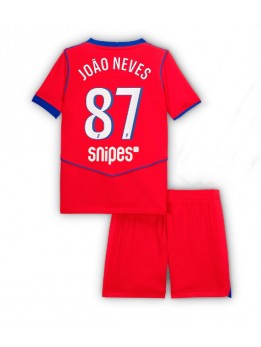 Billige Paris Saint-Germain Joao Neves #87 Tredjedraktsett Barn 2025-26 Kortermet (+ Korte bukser)